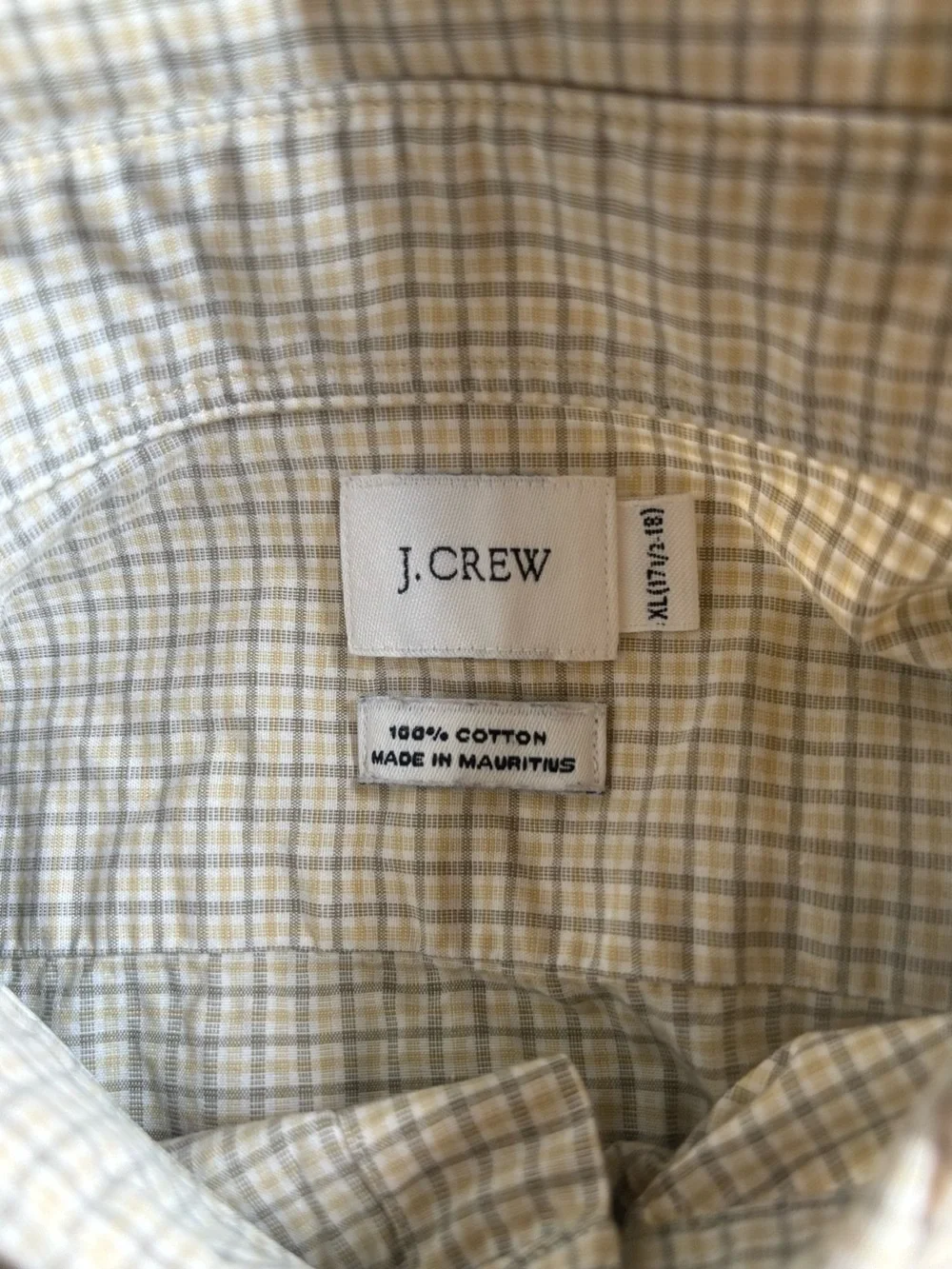 J Crew Mens Short Sleeve Tan Plaid Collared Casual Preppy Shirt Size XL
